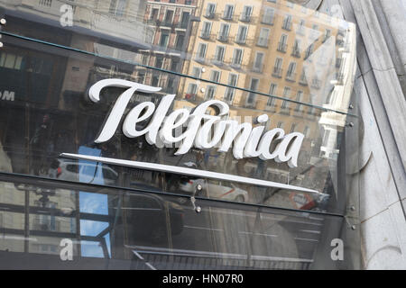 Entreprise de technologie de l'espagnol Telefonica logo Banque D'Images