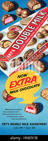 1957 La publicité pour Fry's Double chocolat au lait boîte de sélection Banque D'Images