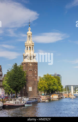 Tour Montelbaanstoren historiques à Amsterdam, Pays-Bas Banque D'Images
