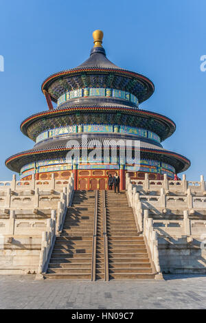 Escaliers menant au temple du Ciel à Beijing, Chine Banque D'Images