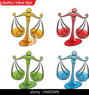 Vector Illustration of Colorful Balance Zodiaque astrologique Signes Star Sketch Illustration de Vecteur