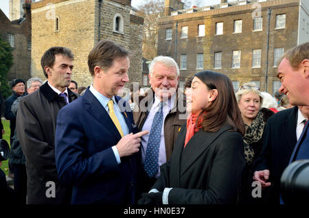 Tom MP DE FREIN, Nick Clegg MP, Paddy Ashdown, Sarah Olney MP et Tim Farron MP lors d'un événement sur Westminster College Green, nouvellement élu, d'accueil pour MP Banque D'Images