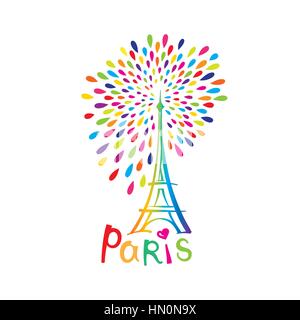Paris connexion. français célèbre de la tour eiffel. travel france label. paris icône architecturale avec lettrage Illustration de Vecteur