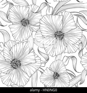 Gravure transparente floral pattern. fleur. gravure seamless texture avec dahlia fleurs wallpaper sol carrelé s'épanouir. Illustration de Vecteur