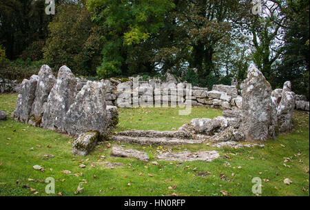 Lligwy Din ou Din (Llugwy) hut circle est un ancien village sur Anglesey, au nord du Pays de Galles Banque D'Images