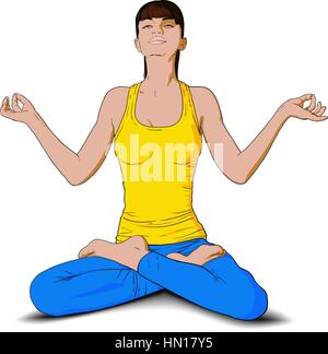 Woman doing yoga Illustration de Vecteur