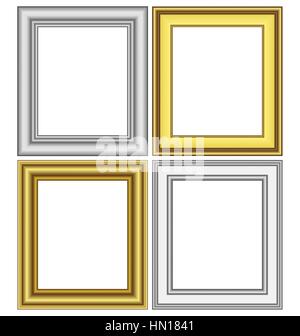 Les cadres d'or et d'argent Illustration de Vecteur
