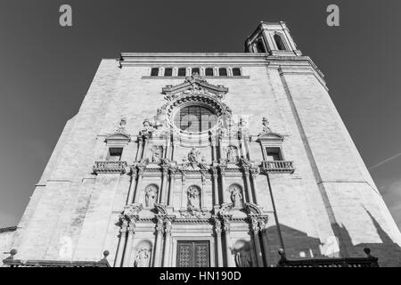 La cathédrale gothique de Saint Mary (Catedral de Santa Maria), Gérone. Son intérieur comprend la plus grande nef gothique au monde. Gérone, Costa Brava, Banque D'Images