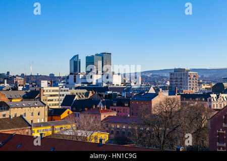 Oslo, Norvège. Vue aérienne de la ville depuis le fort d'Akershus Banque D'Images
