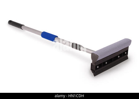 Brosse de lavage de fenêtre. La raclette pour verre isolé sur fond blanc avec clipping path Banque D'Images