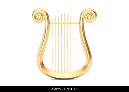 Lyre d'or, 3D Rendering isolé sur fond blanc Banque D'Images