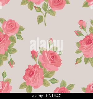 Bouquet floral seamless pattern. fleur posy background texture ornementales. avec des fleurs roses fond d'armoire s'épanouir. Illustration de Vecteur