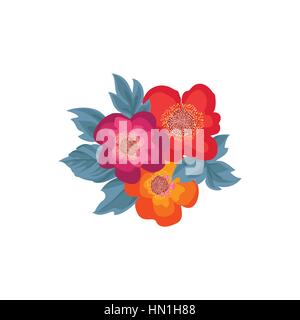 Bouquet de fleurs bouquet floral. isolated over white background. fleurs avec élément de conception pour s'épanouir les feuilles de carte de souhaits Illustration de Vecteur