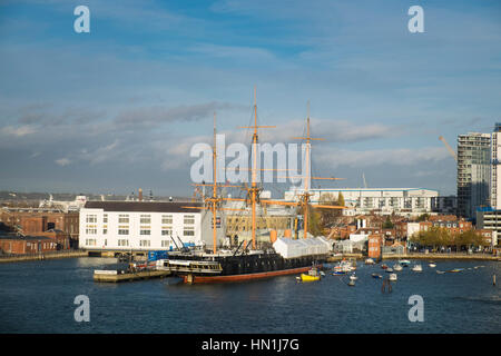 Le HMS Warrior dans le chantier naval historique de Portsmouth Banque D'Images