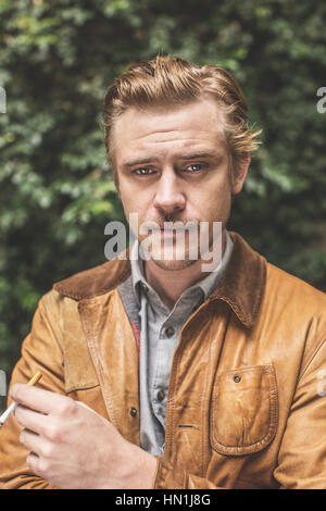 L'acteur américain Boyd Holbrook dépeints en Colombie au cours de la production de la populaire série Narkos de Netflix. Boyd Holbrook joue le rôle de DEA Banque D'Images