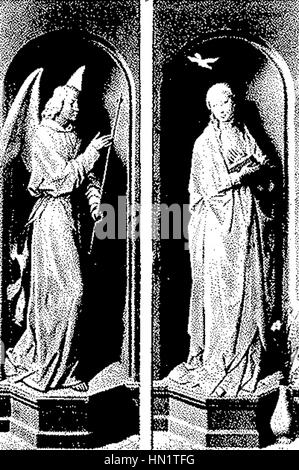 Anunciació, une peinture de Hans Memling, un peintre flamand, créée en 1491, faisant partie du Tríptic de Greverade, huile sur bois, 205 x 150 cm. Banque D'Images