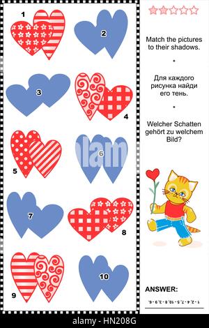 Jeu des ombres avec coeurs de la Saint-Valentin. Vector et haute résolution JPEG. Illustration de Vecteur