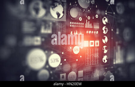 Contexte du marché de l'image numérique avec infographs et icônes Banque D'Images