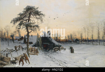 Ludwig Munthe Winterlandschaft im Abendlicht Banque D'Images