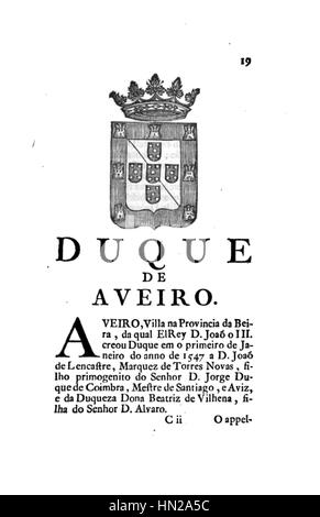 E Historicas Memorias Genealogicas dos Grandes de Portugal - Duque de Aveiro Banque D'Images