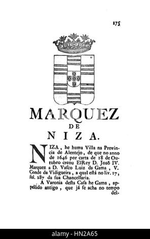 E Historicas Memorias Genealogicas dos Grandes de Portugal - Marquez de Niza Banque D'Images