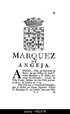 E Historicas Memorias Genealogicas dos Grandes de Portugal - Marquez de Angeja Banque D'Images