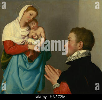 Giovanni Battista Moroni - un homme en adoration devant la Vierge - WGA16245 Banque D'Images