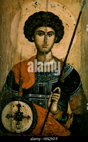 Saint George La Mi-15ème siècle Byzance Athènes, Musée Byzantin Banque D'Images