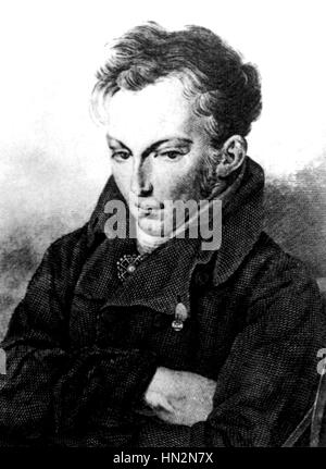 La vie d'Alexandre Pouchkine (1799-1837) Portrait de Joukovsky, ange gardien de Pouchkine la Russie du 19e siècle Banque D'Images