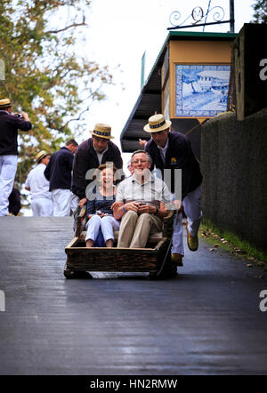 Luge monte célèbre, Funchal, Madère Banque D'Images