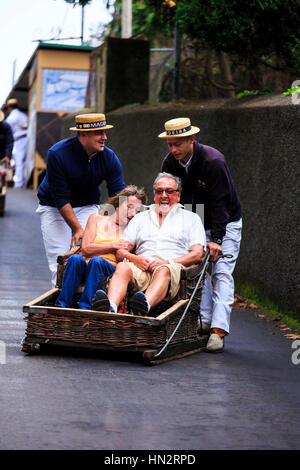 Luge monte célèbre, Funchal, Madère Banque D'Images