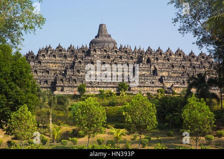 Borobudur Temple de jour, Yogyakarta, Java, Indonésie. Banque D'Images