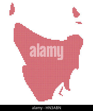 Une carte à points Australie Tasmanie isolé sur fond blanc Banque D'Images