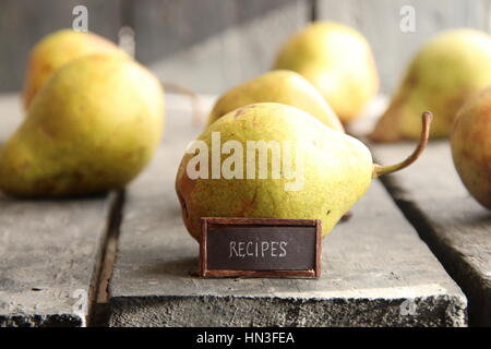 Recettes - tag avec une inscription et les poires Banque D'Images