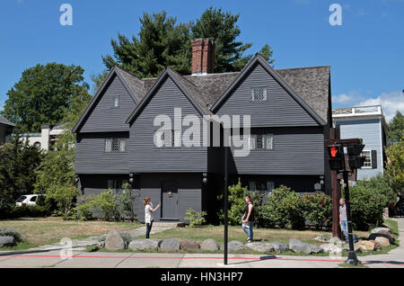 Le Jonathan Corwin Chambre autrement connue sous le nom de Witch House, un musée des procès des sorcières de Salem de Salem, Massachusetts, United States. Banque D'Images