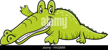 Cartoon Illustration de crocodile ou Alligator Personnage Animal Reptile Illustration de Vecteur