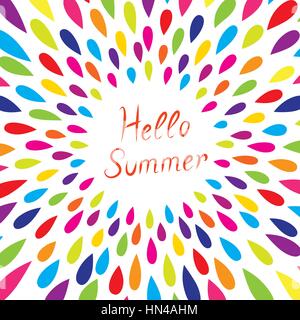 Hello summer background. vacances d couvrir avec soleil et rayons. hello summer carte de vœux. Illustration de Vecteur