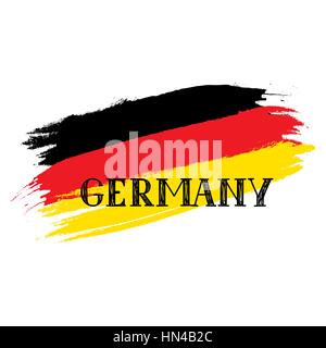 Grunge drapeau allemand peint croquis dessinés à la main, avec lettrage. tavel allemagne sign isolated on white vector illustration Illustration de Vecteur