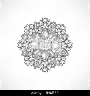 Abstract floral mandala ornement motif noir et blanc élégant ornement oriental. contours fleur fond géométrique Illustration de Vecteur