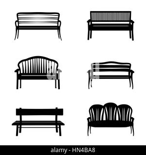 Ensemble banc. bancs de jardin dans un style rétro et moderne Illustration de Vecteur