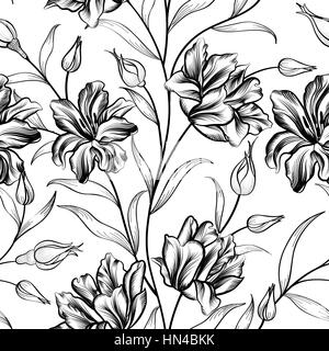 Floral background. dessin de fleurs s'épanouir. Papier peint texturé transparent pour carte de vœux. Illustration de Vecteur