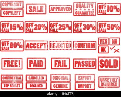 Ensemble de la collection de timbres en caoutchouc pour affaires et document officiel. Banque D'Images