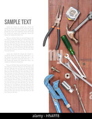 Outils sur planche en bois historique Banque D'Images