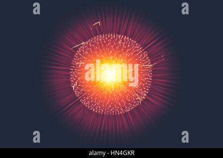 La structure du modèle CG sous forme de bombe nucléaire atome noyau exploser émettent des rayons x ou d'injection de la lumière de champs magnétiques et les particules de l'Europe centrale Banque D'Images