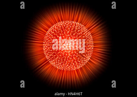 La structure du modèle CG sous forme de bombe nucléaire atome noyau exploser émettent des rayons x ou d'injection de la lumière de champs magnétiques et les particules de l'Europe centrale Banque D'Images