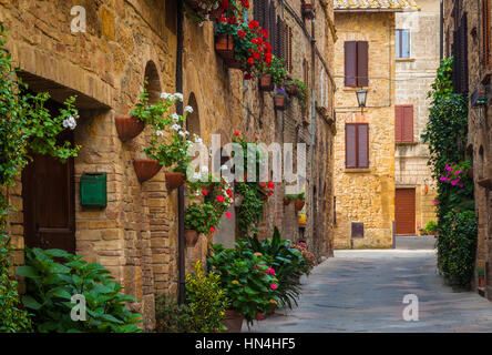 Pienza, une commune italienne de la province de Sienne, dans le Val d'Orcia en Toscane (Italie centrale), entre les villes de Montepulciano et Montalcino. Banque D'Images