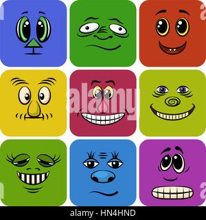 Monster Smileys, Set Illustration de Vecteur