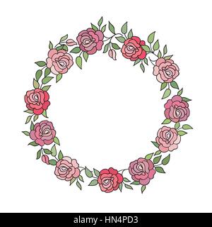 Floral frame avec fleurs d'été. bouquet floral avec rose et de fleurs sauvages. vintage carte de souhaits avec des fleurs s'épanouir frontière. floral background. Illustration de Vecteur