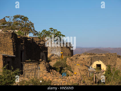 Maisons en pierre du peuple Argoba traditionnelles harari, village, région, l'Ethiopie Koremi Banque D'Images