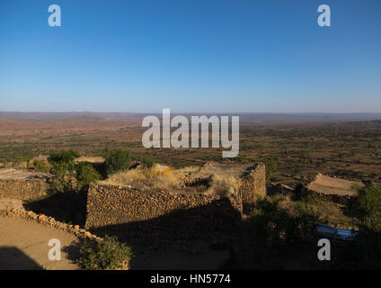 Maisons en pierre du peuple Argoba traditionnelles harari, village, région, l'Ethiopie Koremi Banque D'Images